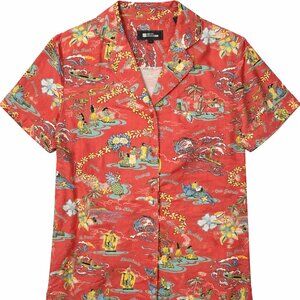 Reyn Spooner Hawaiian Time Women's Classic Camp Shirt Vintage Red